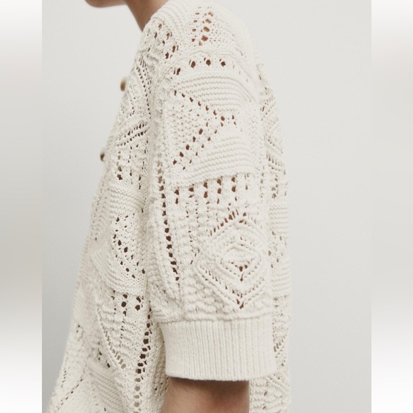 Massimo Dutti Short Sleeve Open Knit Cardigan - Picture 4 of 9